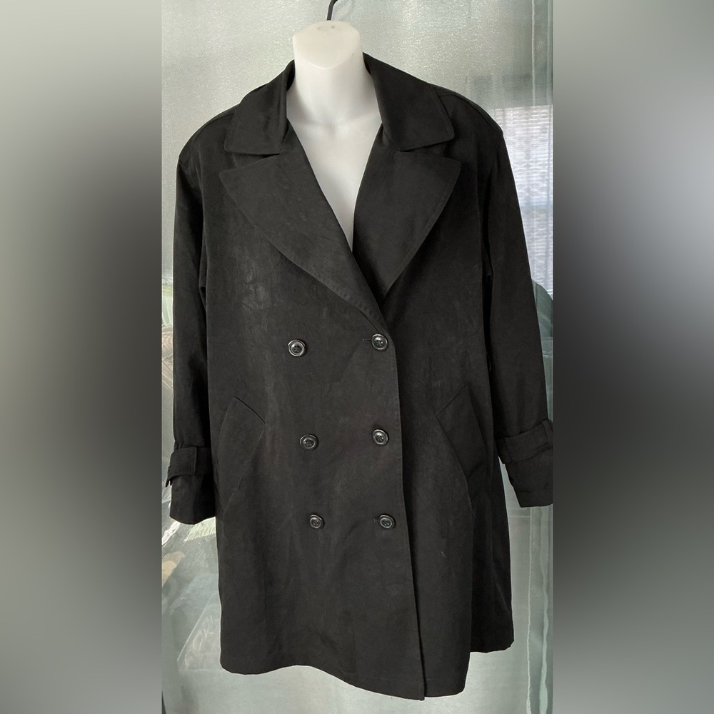 Utex Design Double Breasted Black Trench Coat